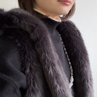 OKADA TEXTILE フード付きエコファーベスト  チャコールグレー【1718323】