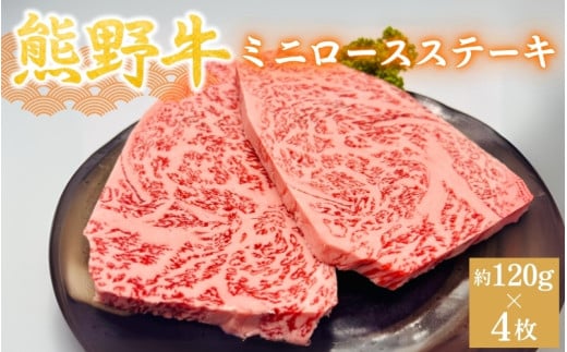 ＜熊野牛＞ミニロースステーキ　約120g×4枚 / 和歌山 田辺市 本宮 肉 牛肉 熊野牛 和牛 ロース ステーキ 豪華 冷凍 ギフト 贈答【hcy013】