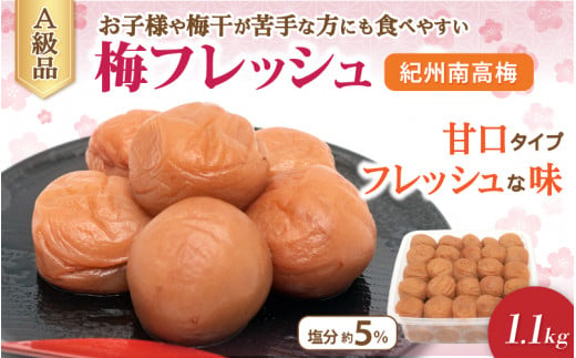 梅フレッシュ（塩分約5％）1.1kg  / 田辺市 紀州南高梅 南高梅 梅干し 梅干 梅 うめ 肉厚 お米 おにぎり 焼酎 梅酒 健康 はちみつ入り 減塩 塩分控えめ ご飯のお供【fuz005-2】
