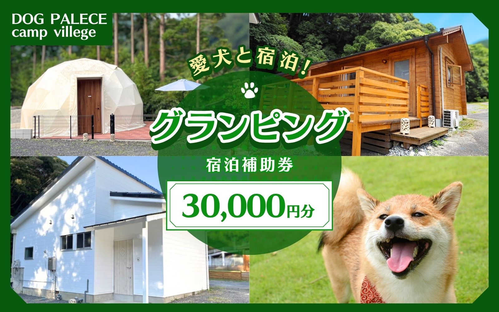 【愛犬と宿泊】 グランピング DOG PALACE camp village 宿泊利用券30,000円分 /  旅行 宿泊 リラックス  和歌山 田辺市 熊野古道【dpc004】