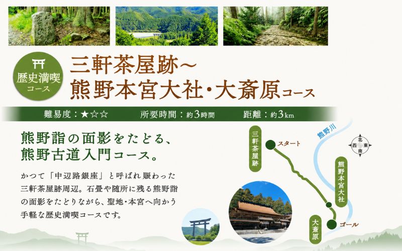 難易度★語り部と歩く世界遺産熊野古道 コース? 三軒茶屋跡⇒熊野本宮大社+大斎原(1〜20名様)体験 観光 歴史 熊野本宮大社 熊野三山 巡礼 【khk002】