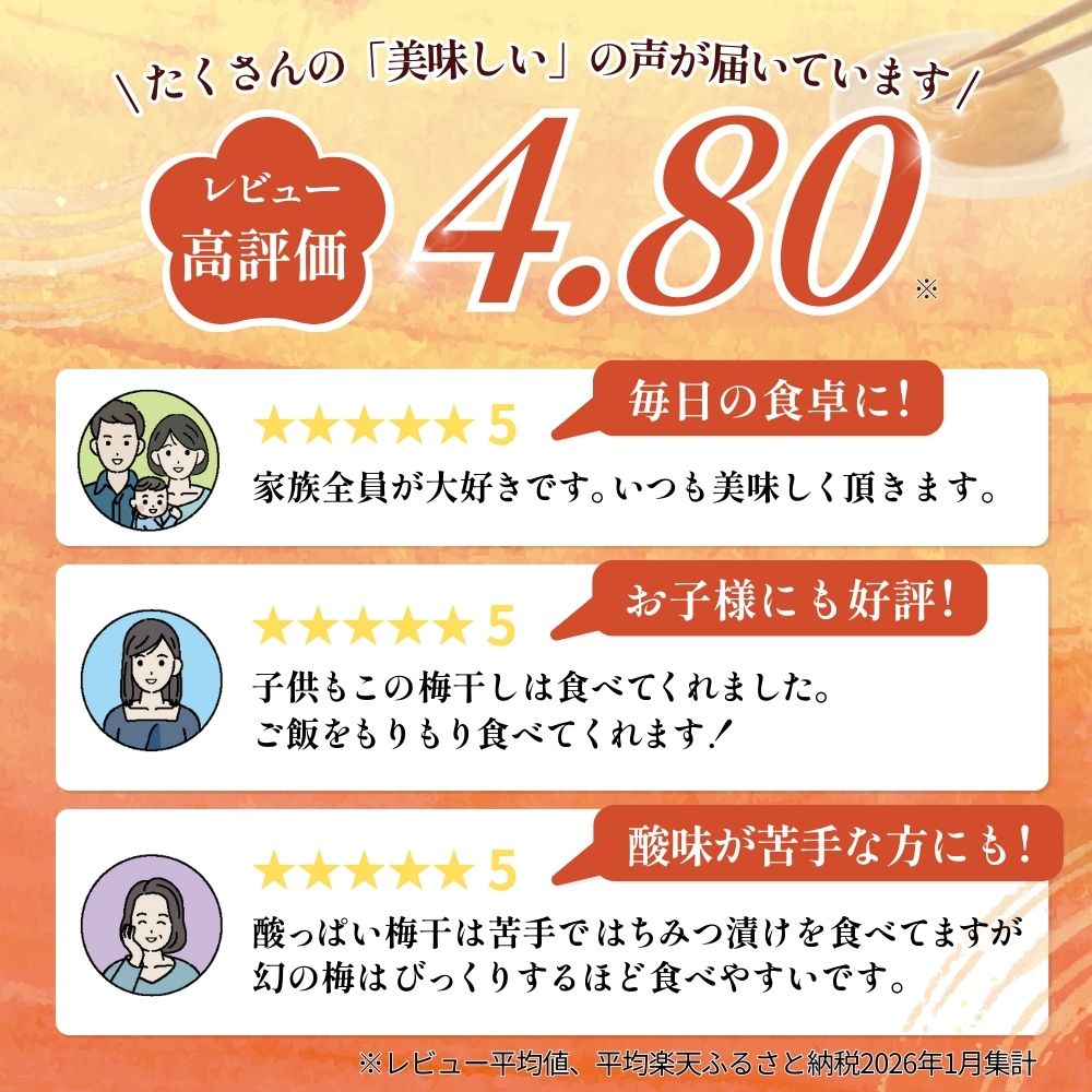 【6ヶ月定期便】 大人気梅干し  幻の梅 1kg (粒3L/約45粒) <はちみつ梅干/塩分5％> / 梅干し 梅干 紀州南高梅 南高梅 梅 和歌山 田辺 はちみつ 蜂蜜 減塩 5％ 塩分控えめ ご飯のお供 お歳暮 お歳暮ギフト プレゼント【okh031-tk】