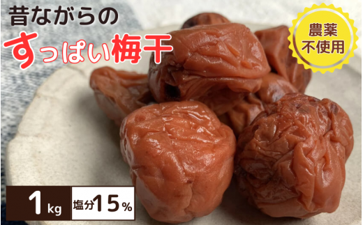 昔ながらのすっぱい梅干 1kg （500g×2） 塩分15％ / 梅干し 田辺市 紀州南高梅 南高梅 梅干 梅 うめ 肉厚 お米 おにぎり 焼酎 梅酒 健康 昔ながら 栽培期間中農薬不使用 和歌山 龍神 【mpt006】