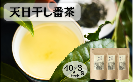 天日干し番茶40g　3袋セット / 和歌山  田辺市  健康 お茶 和風  煎茶 釜炒り茶 ティーバッグ 番茶 【ntc011-1】