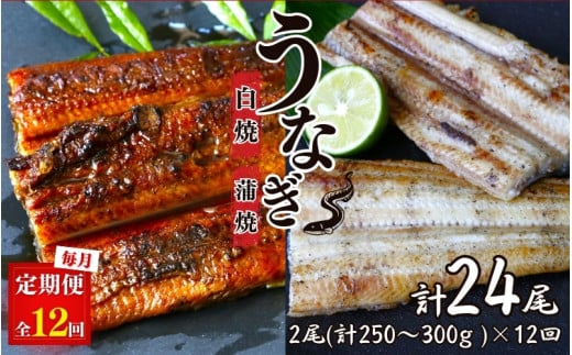 【12カ月定期便】うなぎ蒲焼き、うなぎ白焼き　各1本セット×12回 / 和歌山 田辺 うなぎ 鰻 白焼き うな丼 うな重  国産 鰻丼 かば焼き【kpy023-tk】