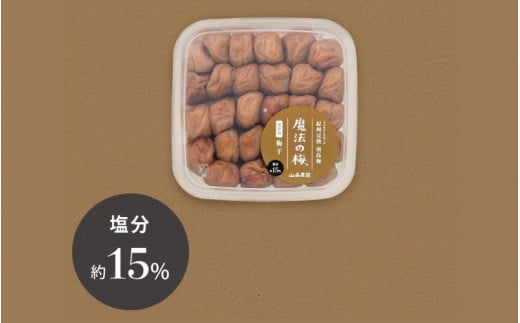 【ご褒美梅】山森農園の 梅干し「魔法の梅」 500g×1 【塩分約15％】 土と水にこだわっています 贈答にも / 紀州南高梅 和歌山 田辺市 ミネラル水 梅 梅干 ウメ うめ うめぼし 肉厚 ギフト ご家庭 完熟【ymm004-1】