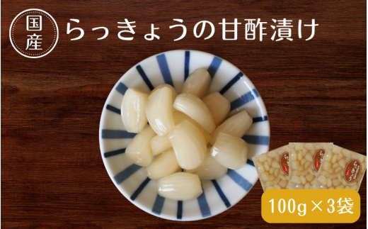 らっきょうの甘酢漬け100g×3 / 無添加 漬物 ごはんのおとも 惣菜 和歌山 田辺市【ksn004】