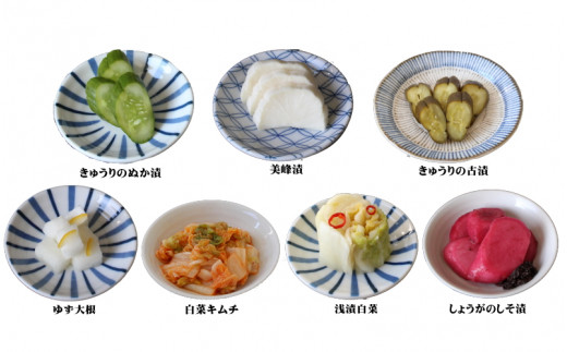 おまかせ７点セット / 漬物 冷蔵 ごはんのおとも 大根 きゅうり 白菜 古漬 梅漬け キムチ 浅漬け ぬか漬け 和歌山 田辺市【ksn003】