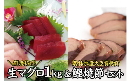 勝浦産生マグロ食べ比べ＋鰹焼節セット / 生鮪 鮪 マグロ キハダマグロ 生節 なまぶし なまり節 刺身 柵 サク【tka002A】