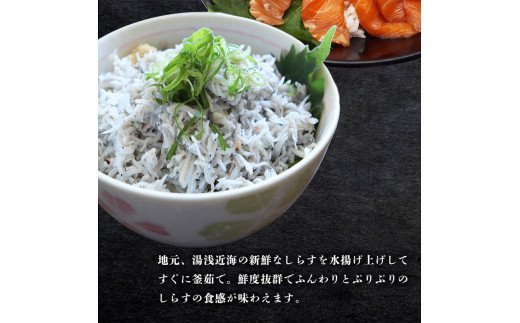 紀州湯浅醤油を使ったサーモンとカンパチの漬け＆釜揚げしらすの 海鮮丼 ３種セット 計３００g