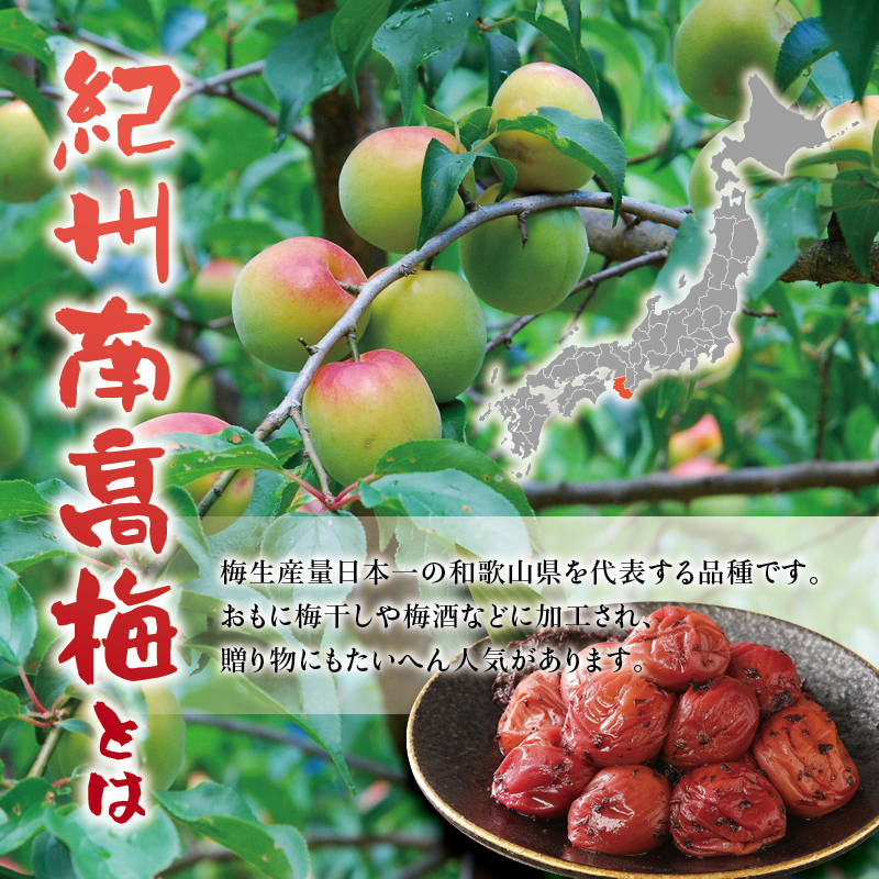 紀州南高梅　木箱入り　長寿松竹梅【ハチミツ入】 塩分5%（1kg）なかやまさんちの梅干