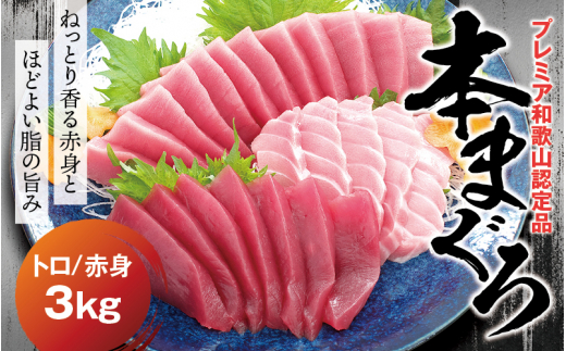 本マグロ（養殖）トロ＆赤身セット 3kg 【11月発送】【配達日指定不可】高級 クロマグロ  中トロ 中とろ まぐろ マグロ 鮪 刺身 赤身 柵 じゃばらまぐろ 本マグロ 本鮪 【nks112B-11】