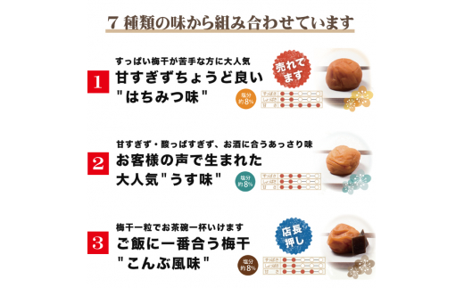 【ご家庭用】最高級紀州南高梅・大粒 食べ比べセット 700g×2　（はちみつ・桃風味）【inm800-3A】