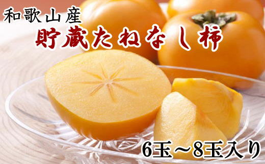 和歌山県産 貯蔵たねなし柿化粧箱入り（6玉～8玉入り） ※2026年12月中旬～2027年1月上旬頃に順次発送 / 果物 フルーツ かき 旬【tec941B】