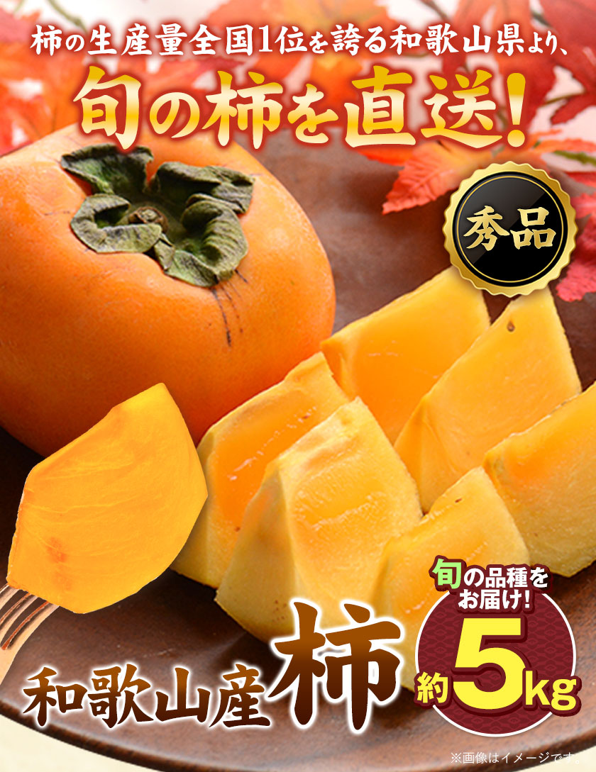 和歌山県産　美味しい　たねなし柿　5kg 硬め　34