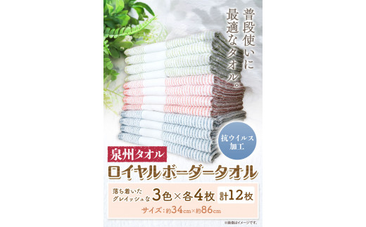 フェイスタオル　『泉州タオル』ロイヤルボーダータオル （抗ウイルス加工) 12枚セット 株式会社フタバ《90日以内に出荷予定(土日祝除く)》和歌山県 岩出市 タオル 国産 12枚 送料無料