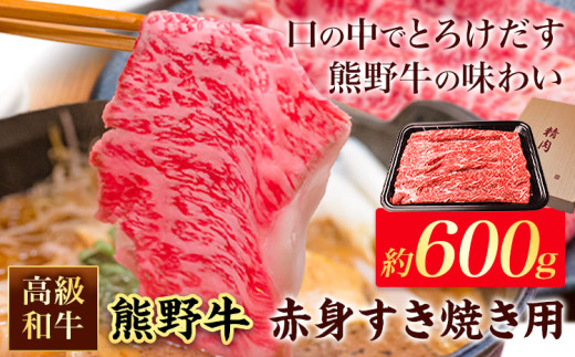 和歌山産 高級和牛 熊野牛 赤身すき焼き用 約600g エバグリーン《30日以内に出荷予定(土日祝除く)》 和歌山県 岩出市 熊野牛 牛 うし 牛肉 熊野牛 和牛 高級