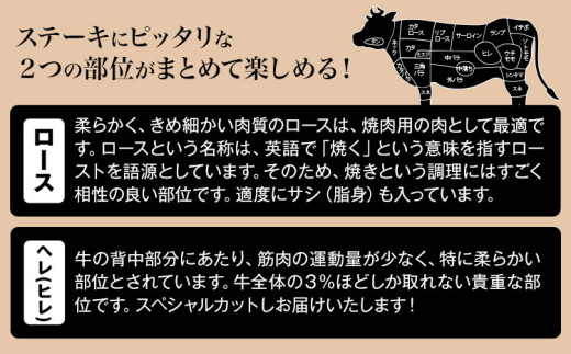 和歌山産 高級和牛 熊野牛 ステーキセット ロース ヘレ 約640g エバグリーン《30日以内に出荷予定(土日祝除く)》 和歌山県 岩出市 牛 うし 牛肉 熊野牛 和牛 高級