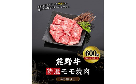 「熊野牛」特選モモ焼肉600g 4等級以上 　株式会社松源　《30日以内に出荷予定(土日祝除く)》和歌山県 岩出市　松源　株式会社松源
