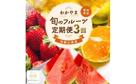 わかやま 旬の くだもの 定期便【L】 全3回 / フルーツ まりひめ いちご 小玉 すいか ※北海道・沖縄・離島への配送不可 （配送日時指定不可） / 定期便 フルーツ みかん いちご すいか 【ard-tkb909】