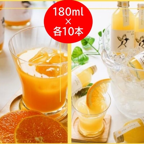 きみの 蜜柑＆八朔ジュース 180mL×各10本 / 果汁 ジュース オレンジジュース ドリンク セット 有機 無添加 100% 【kmf100-mix-20】