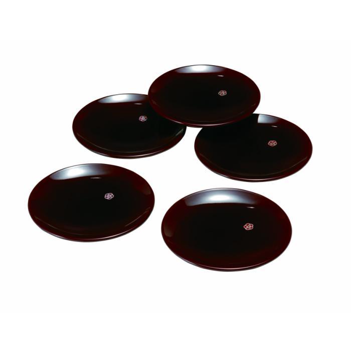 4.5寸 銘々皿 総溜 明月 (5枚組)［YG116］