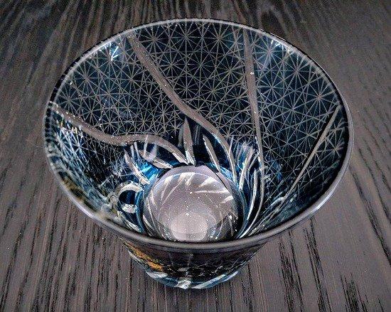 箔舞切子グラス240　ダークブルー［NF247］