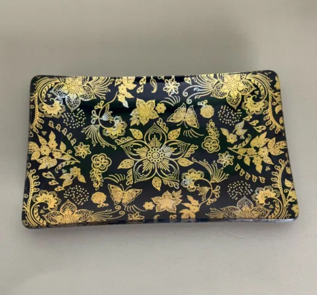 角小皿 花舞 漆黒 ［NF132］