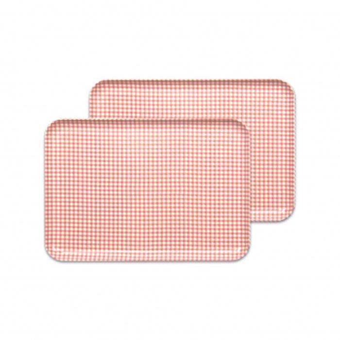 【ピンク2枚組】ST ランチョン トレー M 33cm チェック タツクラフト 【Tk72】