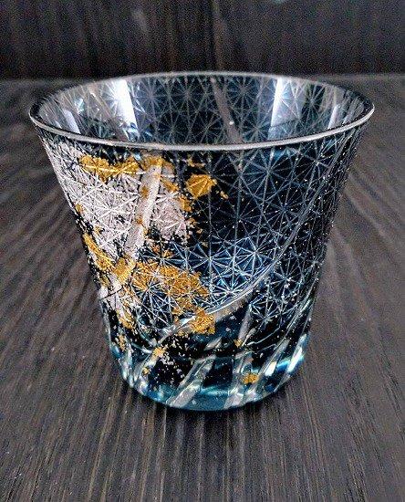 箔舞切子グラス240　ダークブルー［NF247］