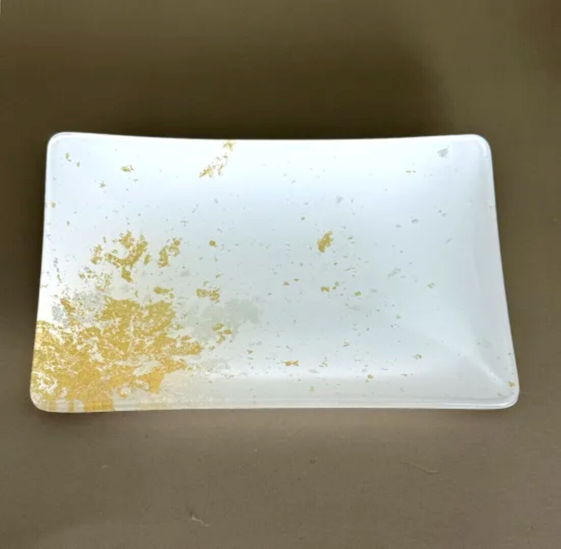 角小皿（金箔) 純白 ［NF143］