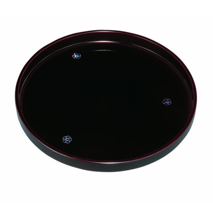 丸盆 30cm 溜 貝張 やまと梅 ［YG468］