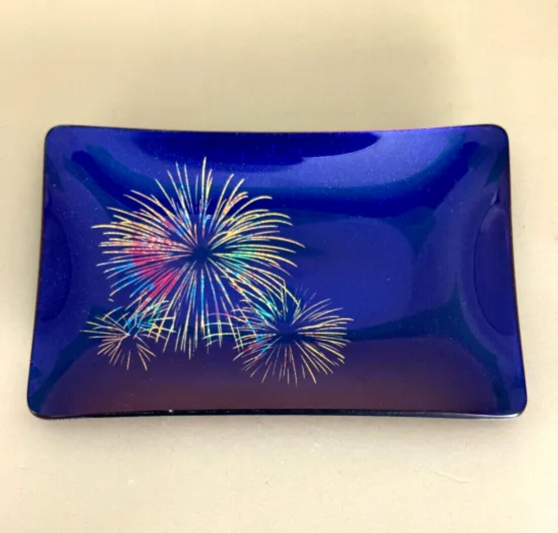 角小皿 花火 マジョブルー ［NF131］
