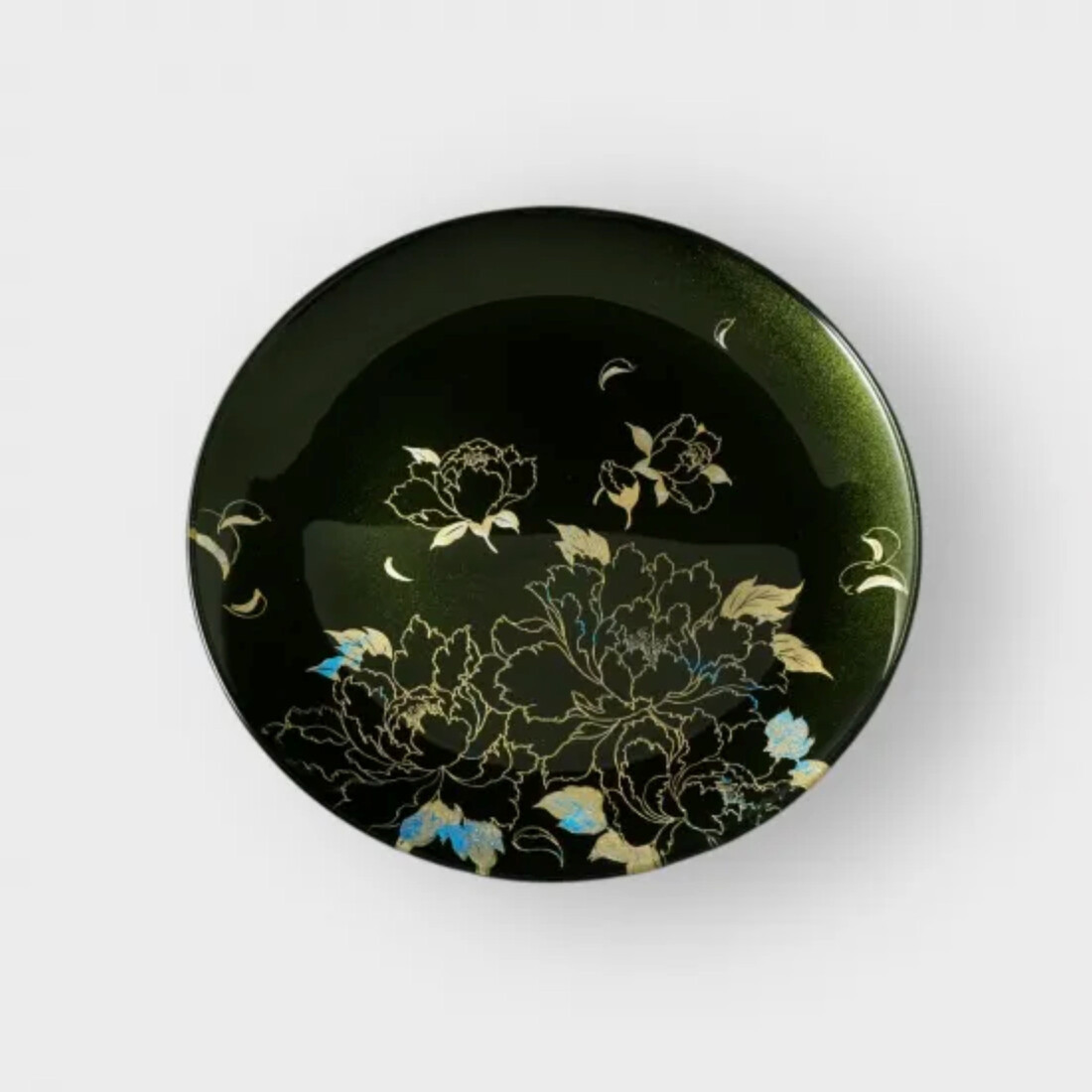 丸小皿 牡丹 梨地グリーン ［NF148］
