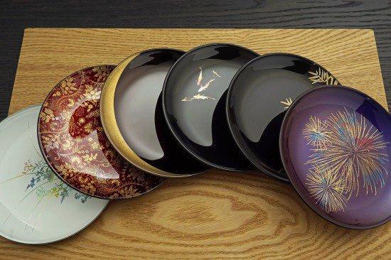 和柄蒔絵丸小皿6枚セット ［NF195］