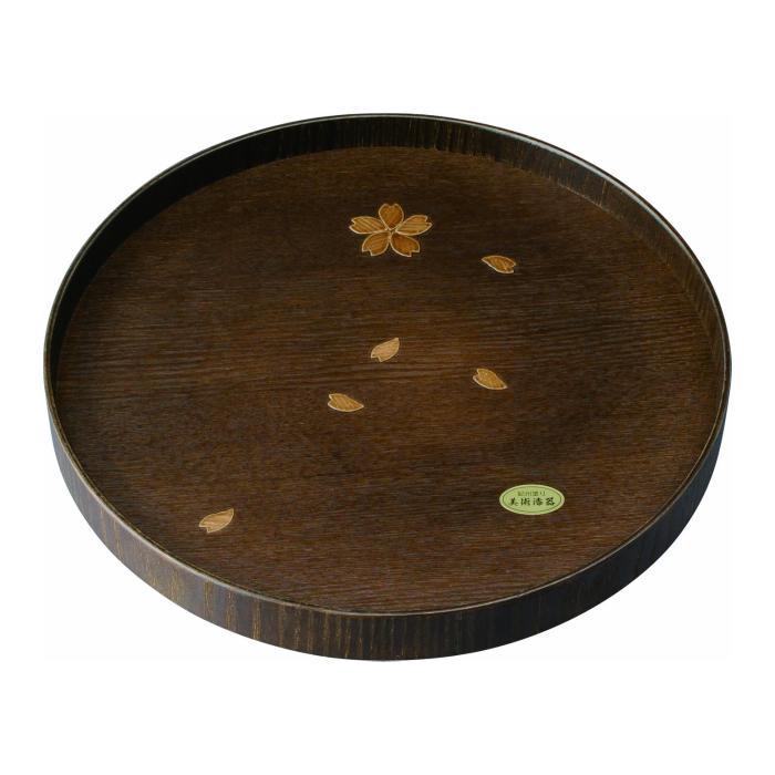 木製丸盆 尺 30cm 桜 ［YG469］
