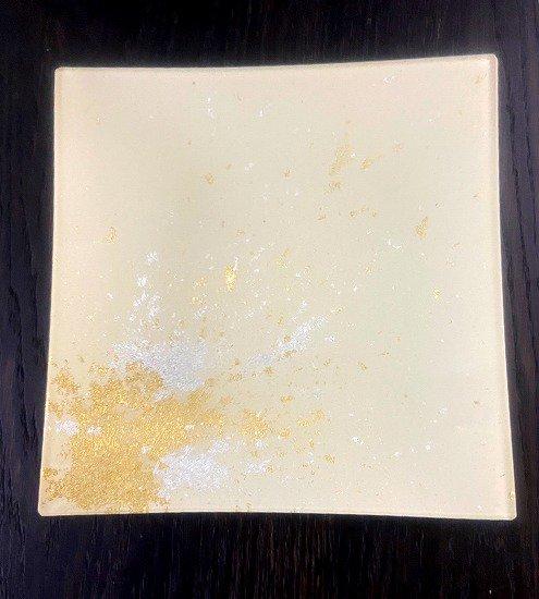 スクエアプレート(D) 古代塗り金箔漆白［NF210］