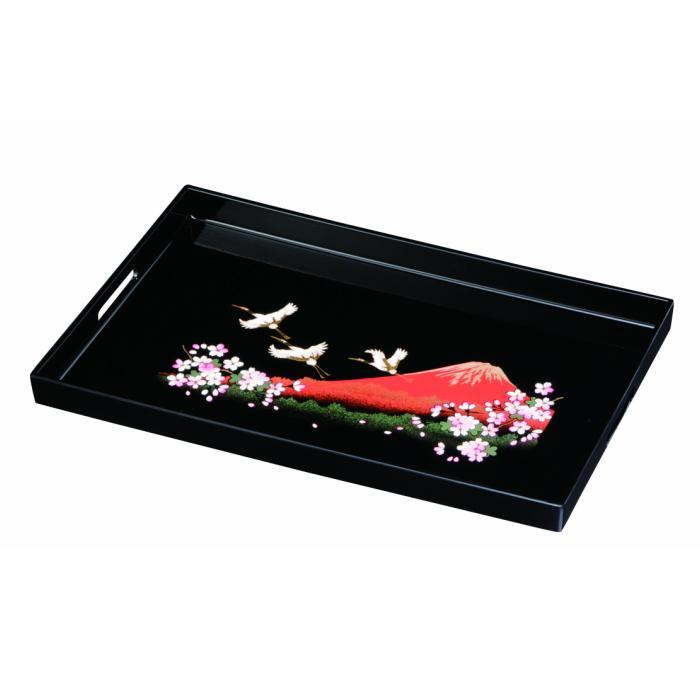 長手盆 PC 45cm 一富士二鶴三桜［YG421］