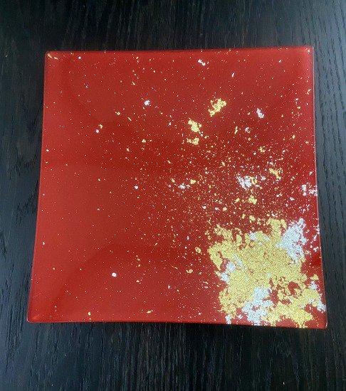 スクエアプレート(D) 古代塗り金箔本朱［NF208］