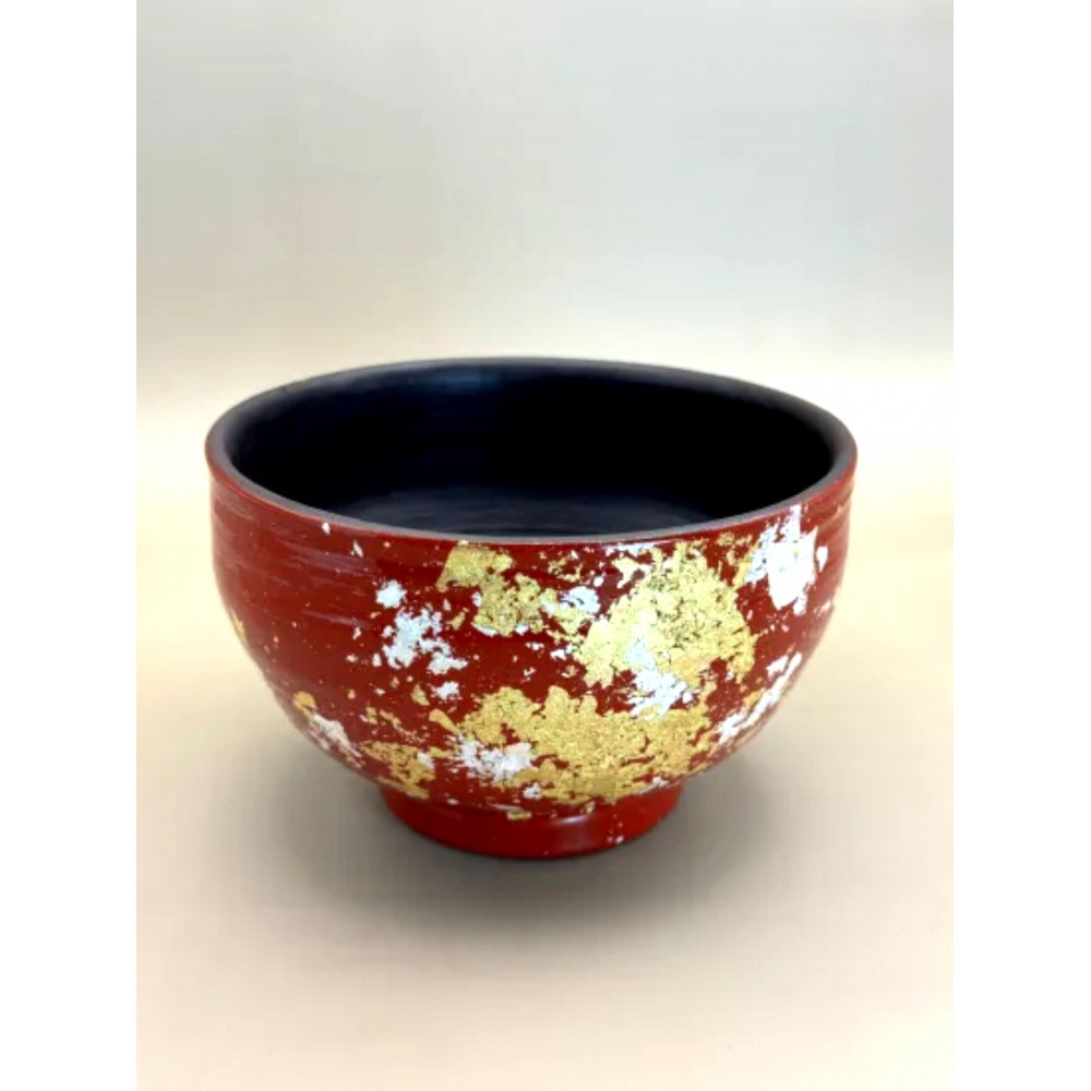 抹茶碗 本朱（金箔） ［NF276］