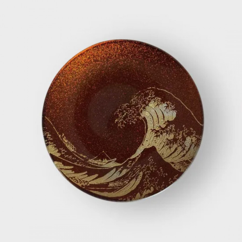 丸小皿 北斎 梨地レッド ［NF262］