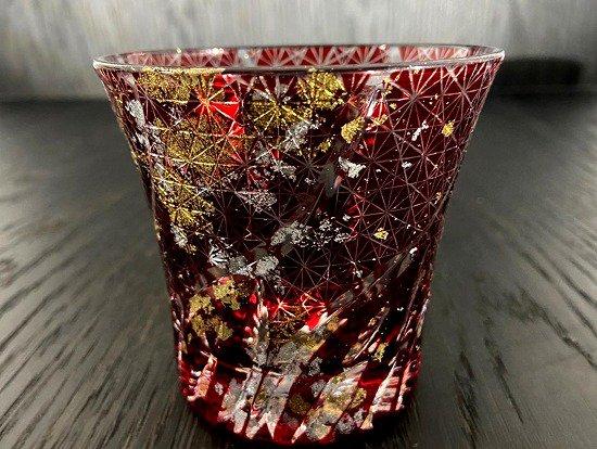 箔舞切子グラス240　レッド［NF246］