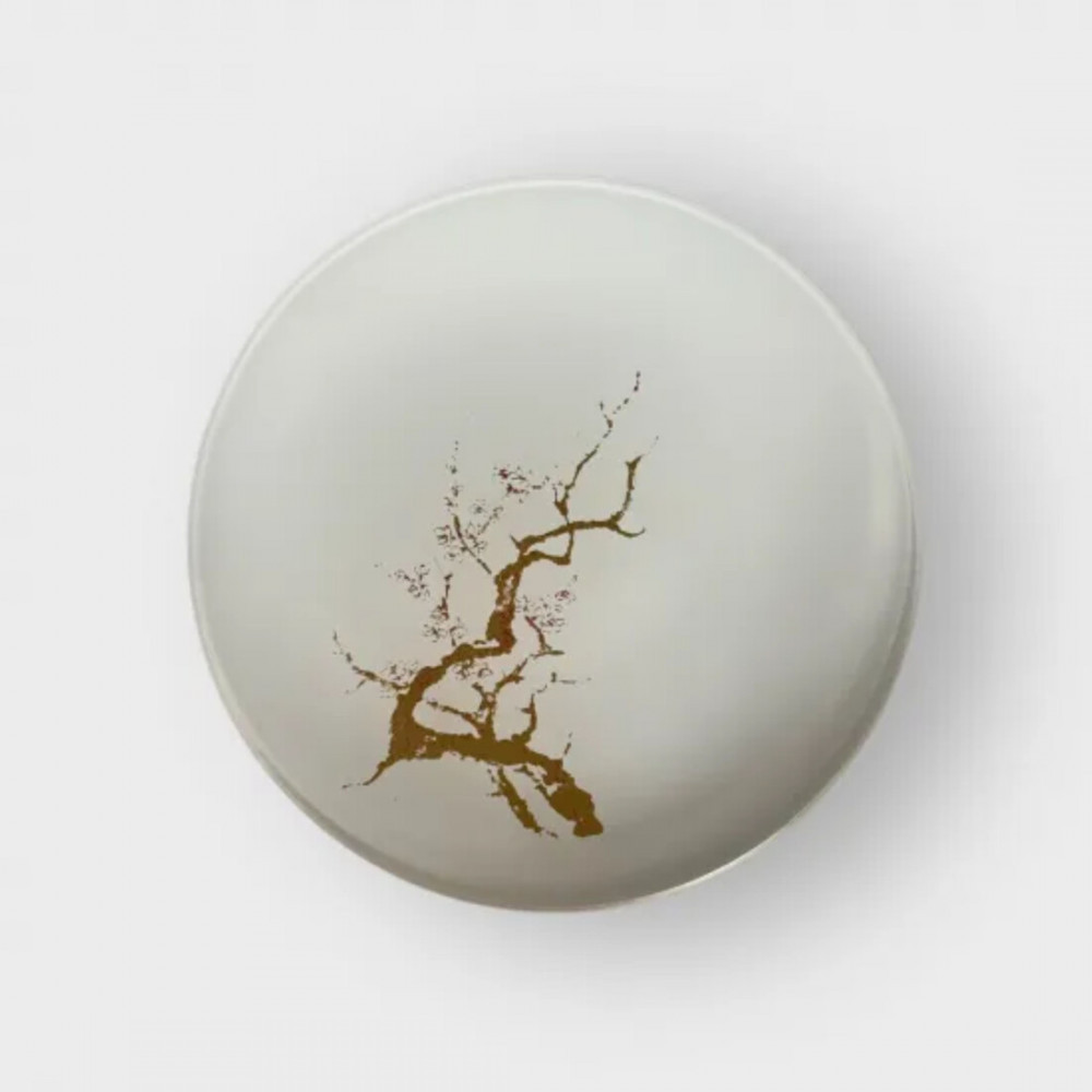 丸小皿 桜 純白（ゴールド桜） ［NF256］