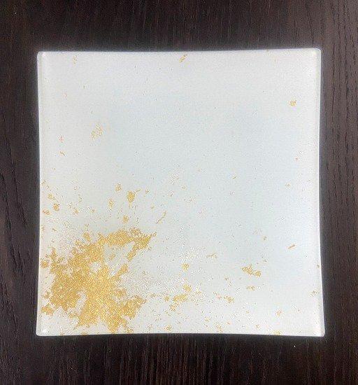 スクエアプレート(D) 古代塗り金箔純白［NF211］
