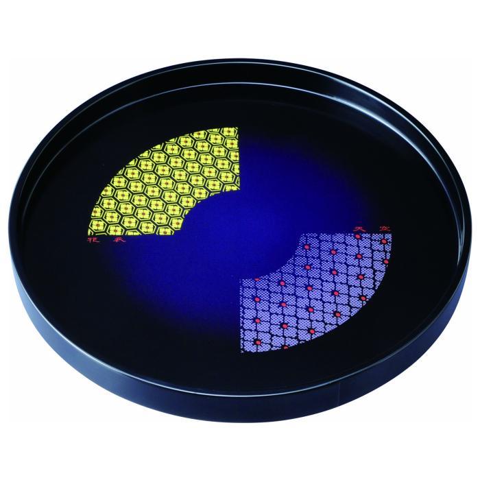 木製丸盆 尺 30cm 黒 天空花衣