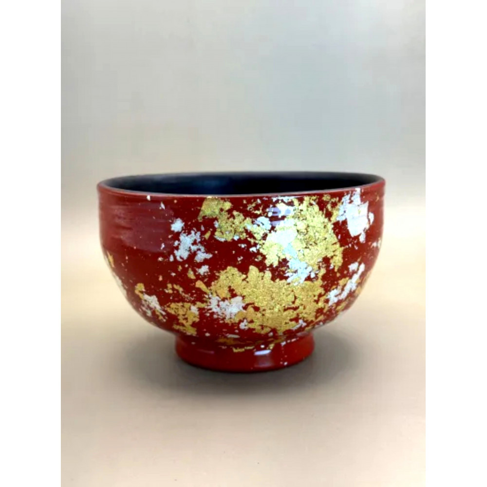 抹茶碗 本朱（金箔） ［NF276］