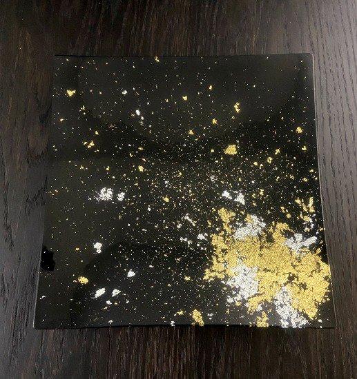スクエアプレート(D) 古代塗り金箔漆黒［NF209］
