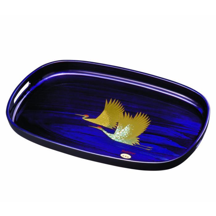 小判盆 48cm 紫雲杢 雅鶴(盛絵)［YG413］