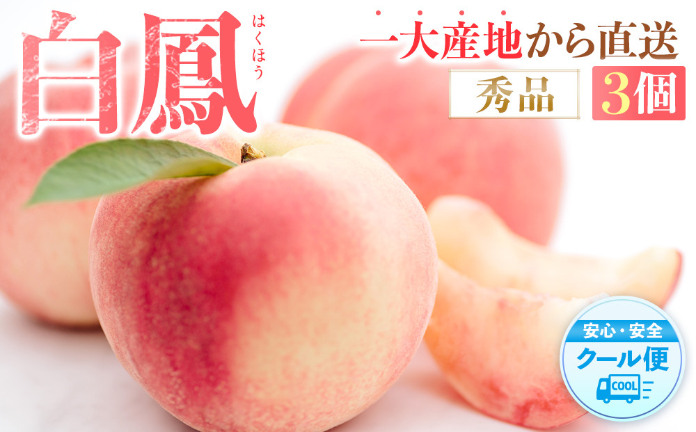 先行販売！［モモ］ 白鳳　桃の王様！食べきりやすい３個入り［2026年6月下旬頃より順次発送］［秀品］こだわり農家厳選 ［KG17］