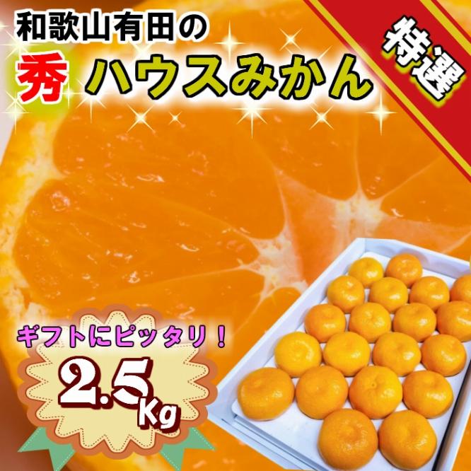 特撰品！和歌山有田の「ハウスみかん」【赤秀】約2.5kg 化粧箱入り（5月以降発送）【NGT3】